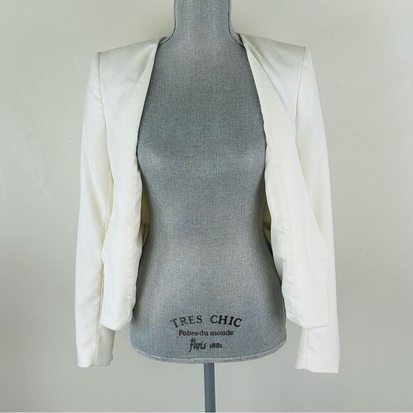 H&M Chic Women's SZ 10 Blazer Jacket Front Faux Pockets Lined Open Style Stretch - Picture 10 of 14